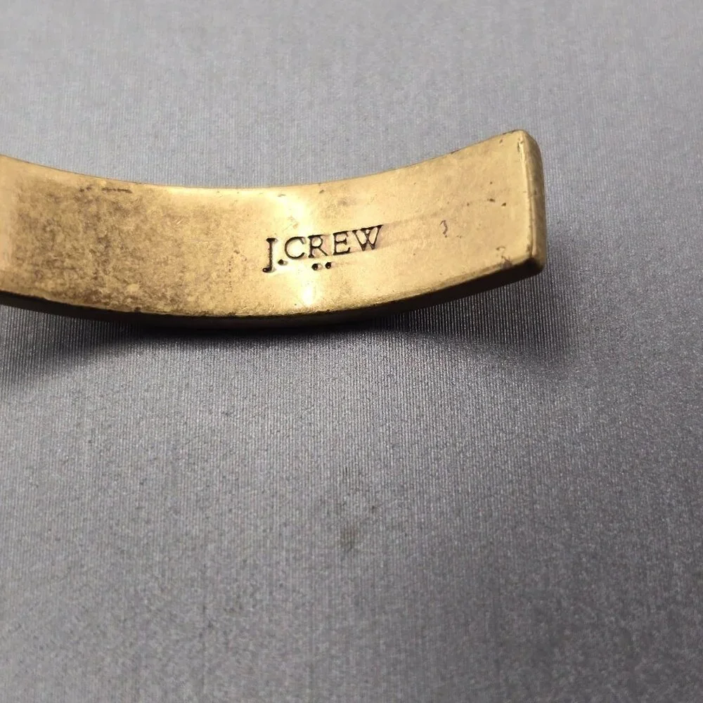 J Crew Antique Gold Tone Cuff Bracelet Faux Coral & Turquoise Stones Rhinestones - Picture 8 of 9